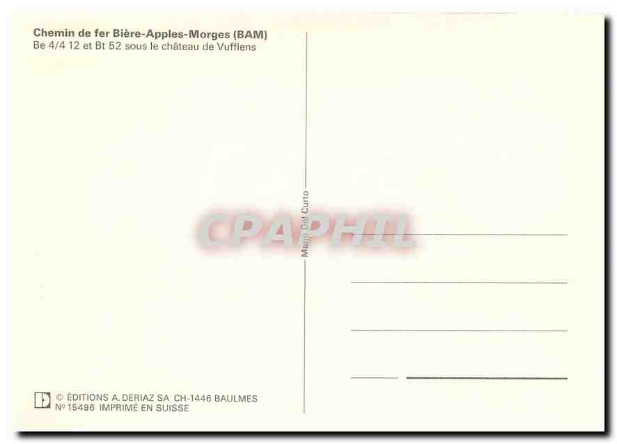 CPM Chemin de fer Biere Apples Morges  BE 4 4 12 Château de Vufflens — Rückseite