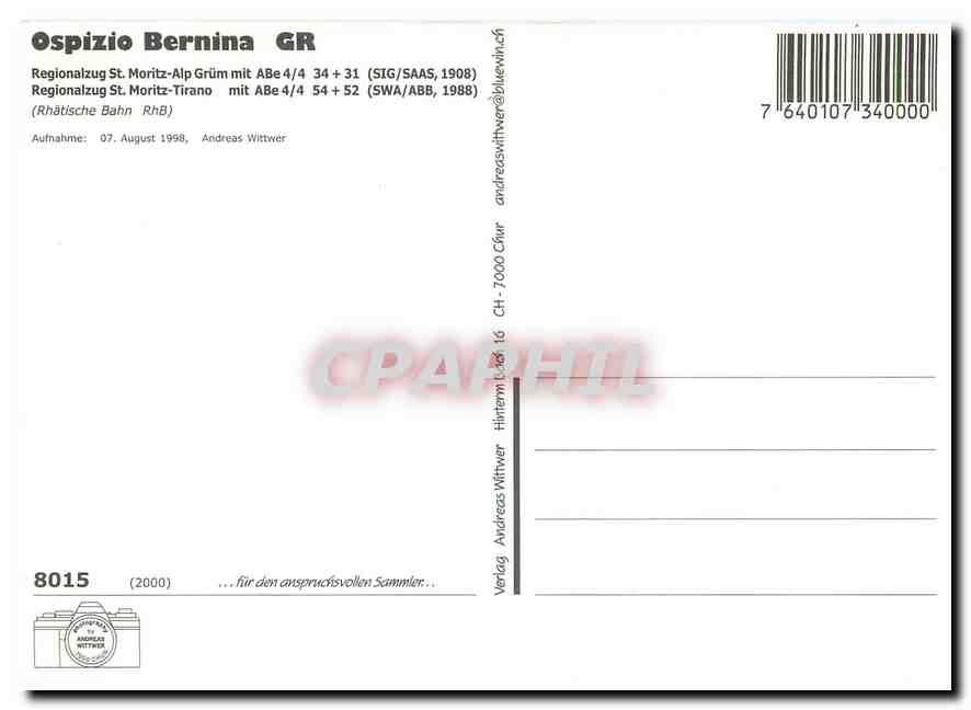 CPM Ospizio Bernina ABE 4 4 34 — Rückseite