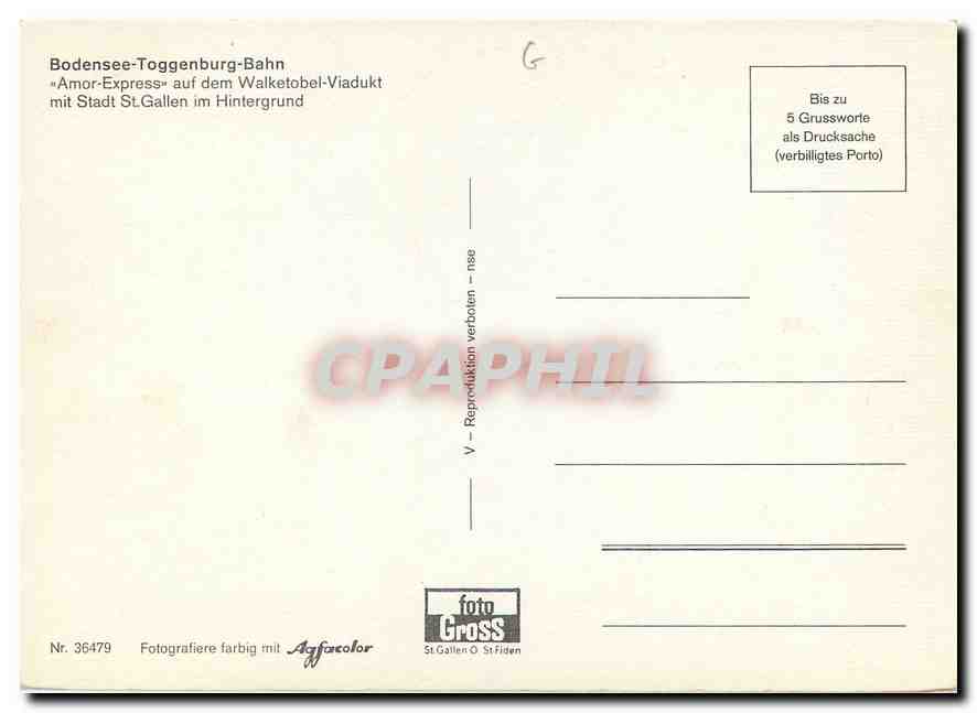 CPM Bodensee Toggenburg Bahn Amor Express — Back