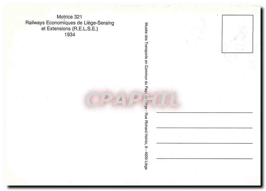 CPM Motrice 321 Liege Seraing et Extensions 1934 — Rückseite