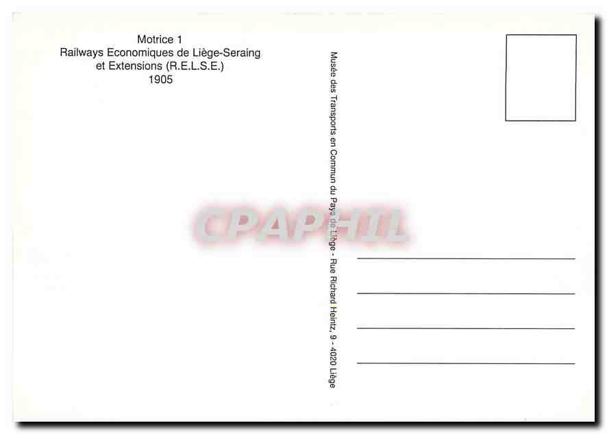 CPM Motrice 1 Liege Seraing et Extensions 1905 — Rückseite