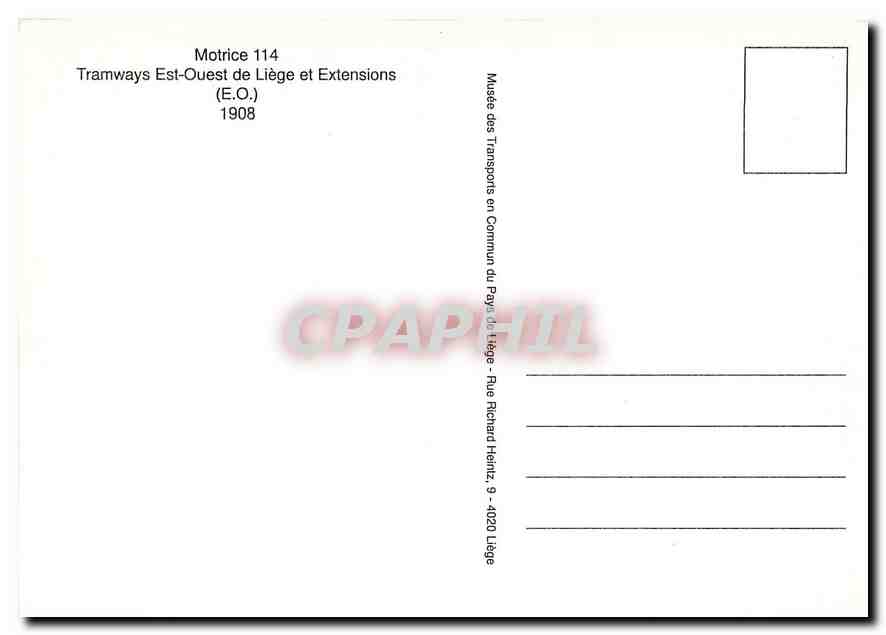 CPM Motrice 1 Liege Seraing et Extensions 1908 — Verso