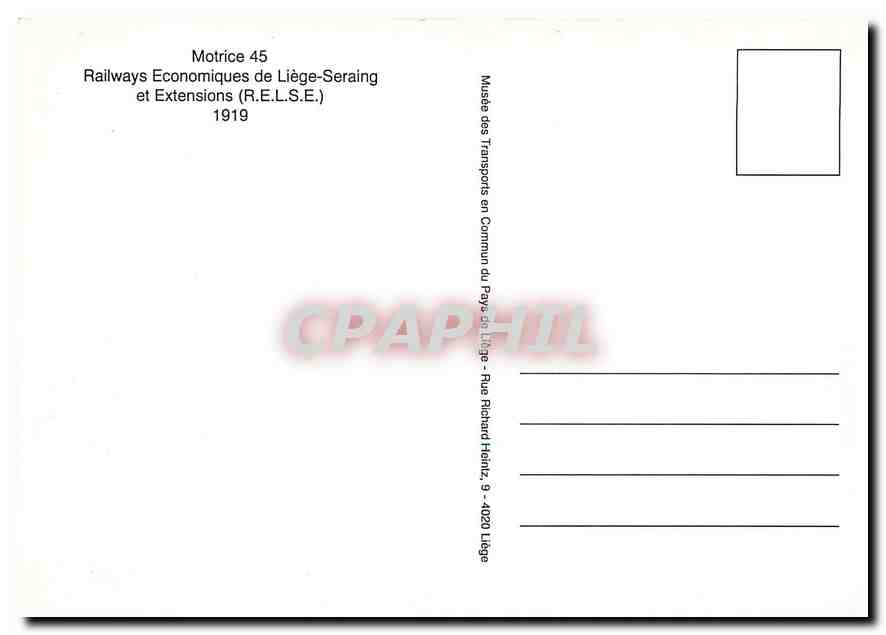 CPM Motrice Liege Seraing RELSE 1919 — Rückseite