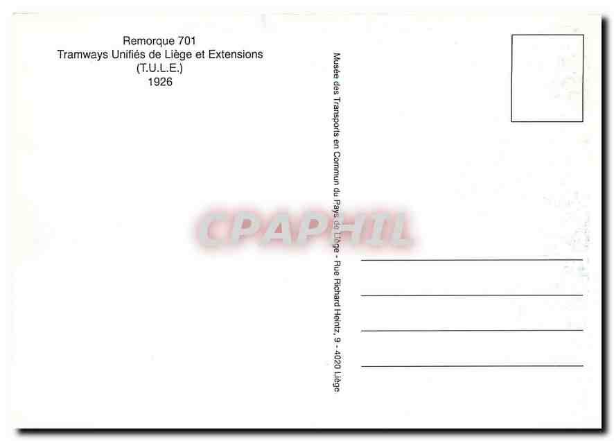 CPM Remorque 701 Liege — Rückseite