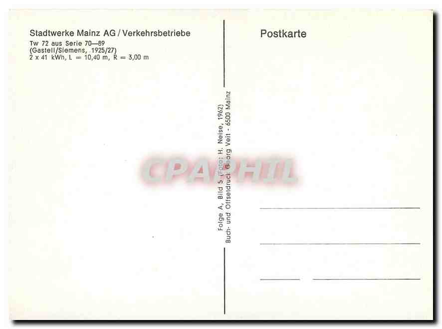CPM Stadtwerke Mainz AG Verkehrsbetriebe  — Rückseite