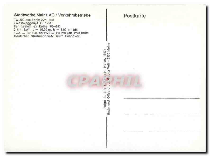 CPM Stadtwerke Mainz AG Verkehrsbetriebe  — Rückseite