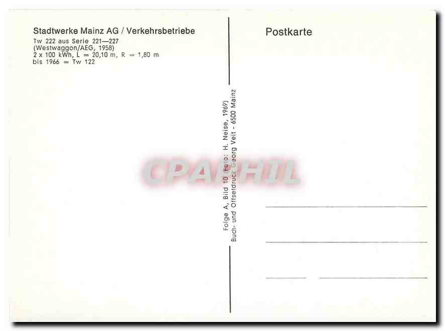 CPM Stadtwerke Mainz AG Verkehrsbetriebe  — Rückseite