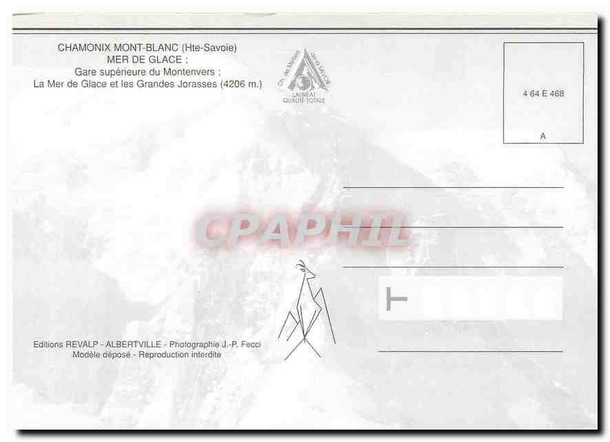 CPM Chamonix Mt Blanc Gare superieure du Montevers La mer de glace et les grandes Jorasses — Rückseite