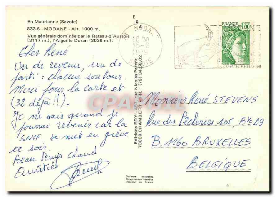 CPM Modane Vue generale dominee par le rateau d'Aussois L'aiguille Doran — Back