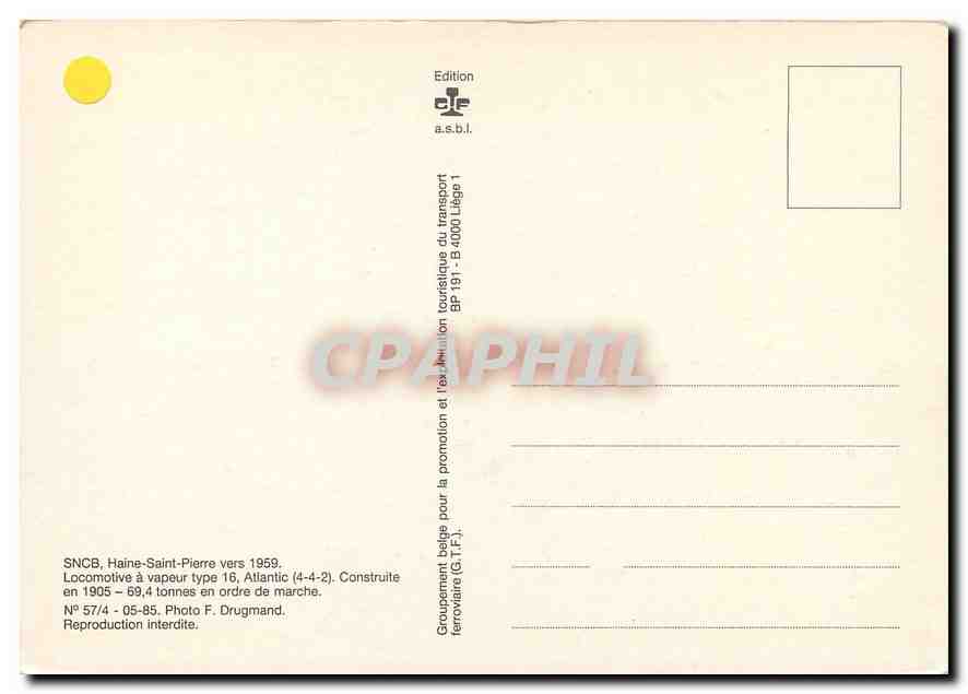CPM Haine Saint Pierre Type 16 Atlantic — Rückseite