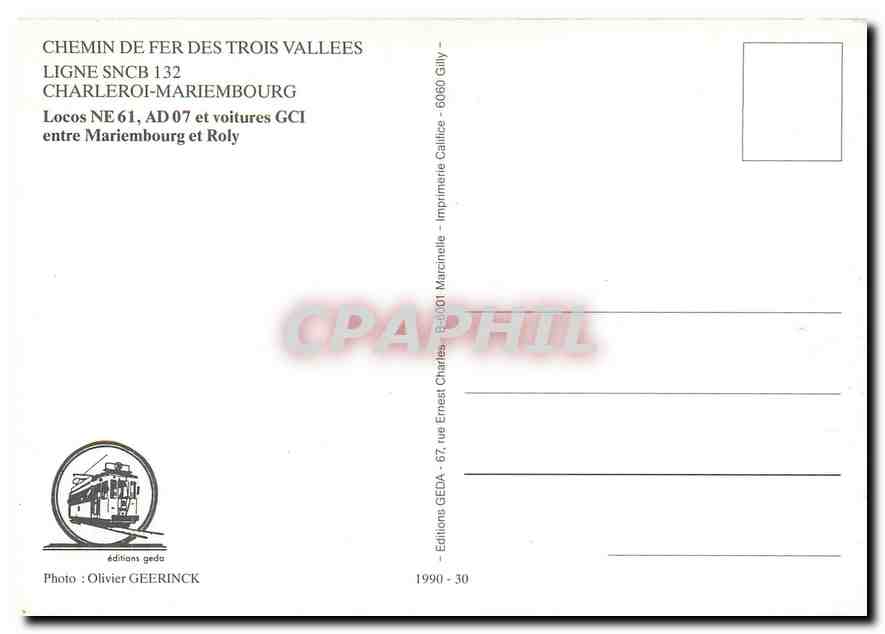 CPM Charleroi Mariembourg Locos NE 61 entre Amriembourg et Roly — Rückseite