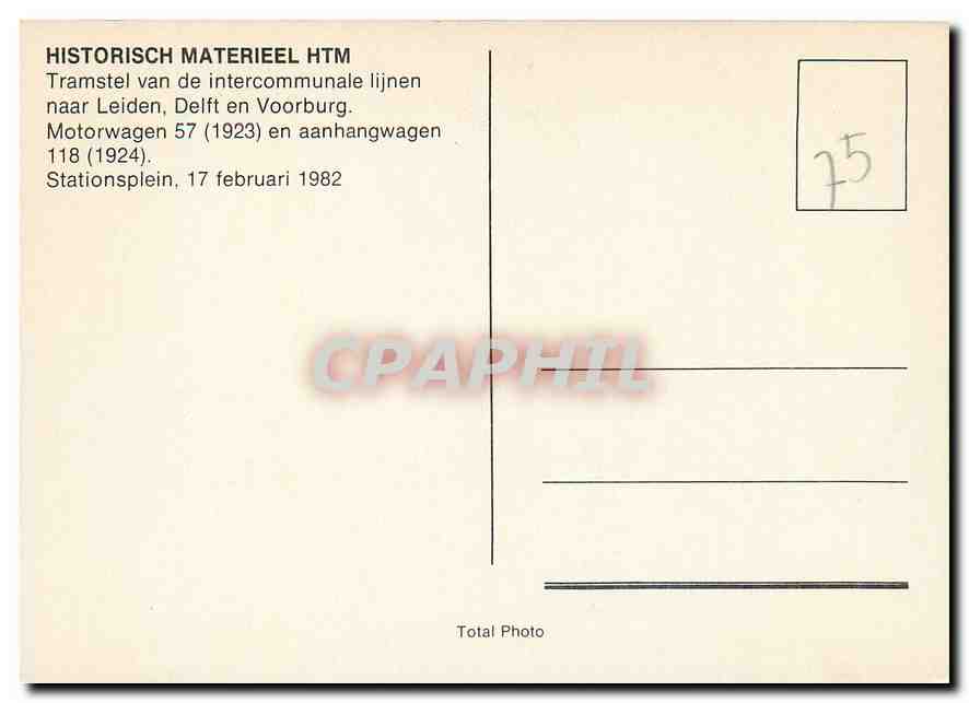 CPM Historisch Materieel Tramstel Stationsplein — Rückseite