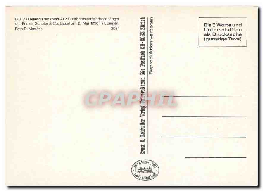 CPM Baselland Transport AG Zurich  — Verso