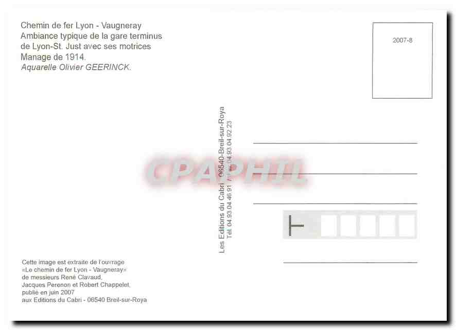 CPM Chemin de fer Lyon Vaugneray Lyon St Jusdt  — Rückseite