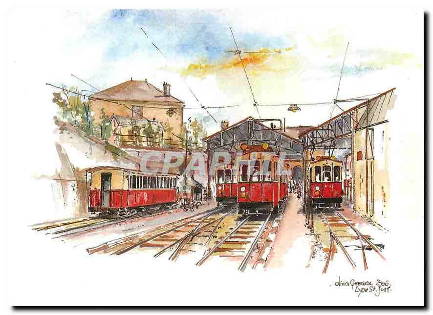 CPM Chemin de fer Lyon Vaugneray Lyon St Jusdt 