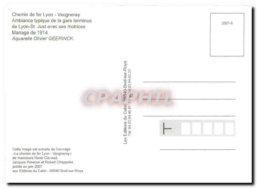 CPM Chemin de fer Lyon Vaugneray Lyon St Jusdt  — Rückseite