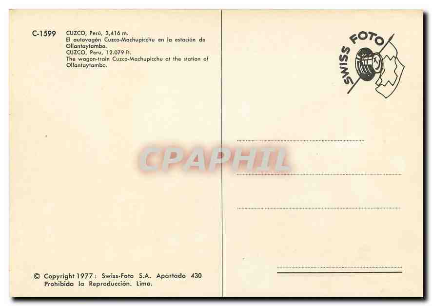 CPM Cuzco Peru  — Verso