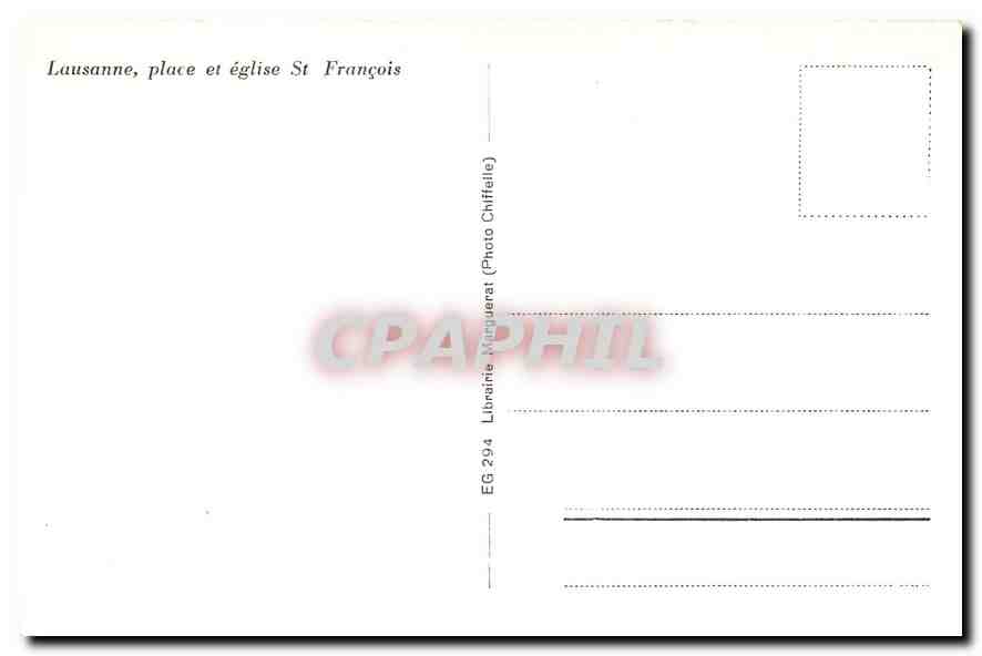 CPM Lausanne place et eglise St Francois  — Verso