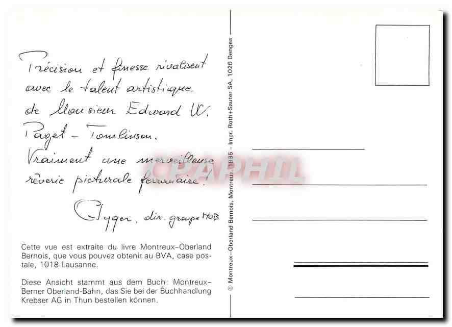 CPM Montreux Berner Oberland Bahn  — Verso