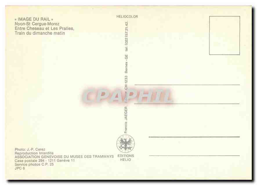 CPM Nyon St Cergue Morez  — Verso