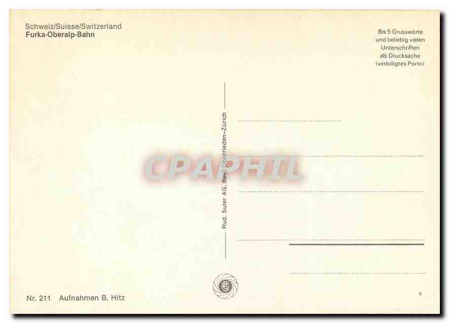 CPM Switzerland Furka Oberalp Bahn  — Back