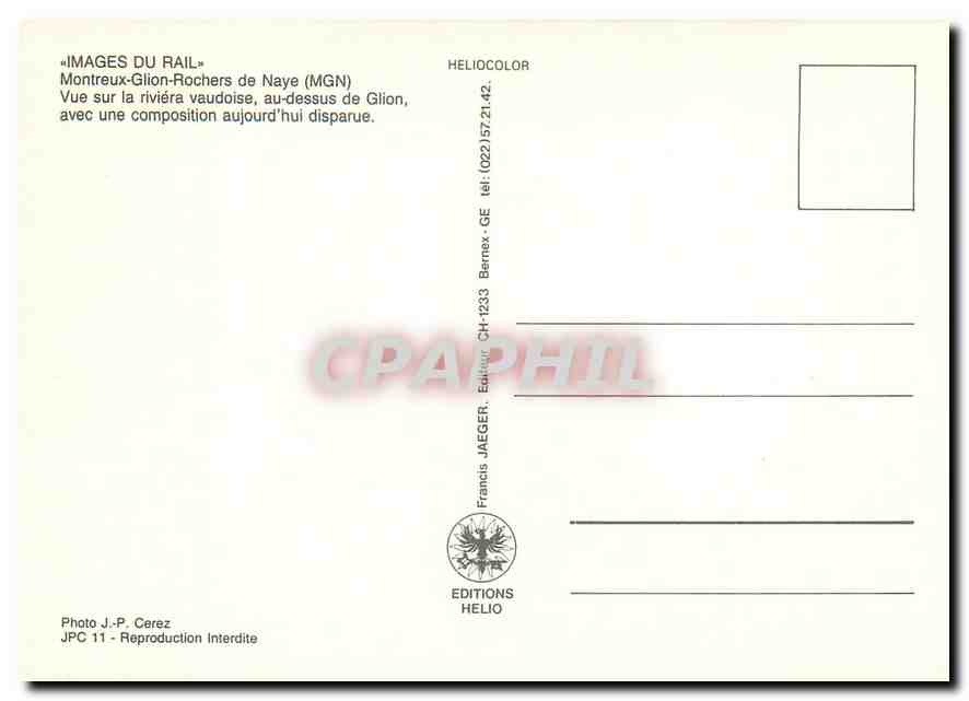 CPM Montreux Glion Rochers de Naye  — Verso