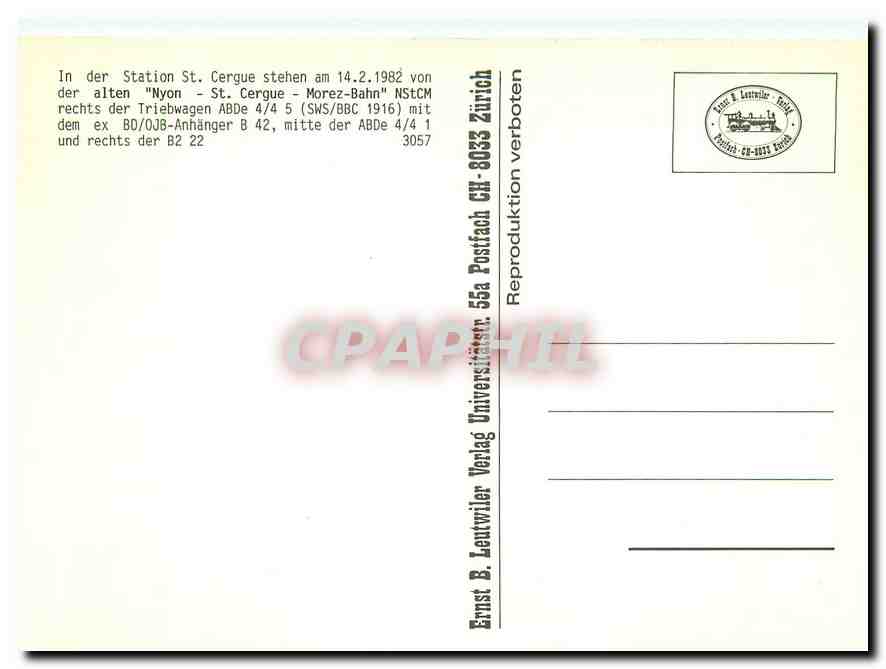 CPM Nyon St Cergue Morez Bahn  — Rückseite