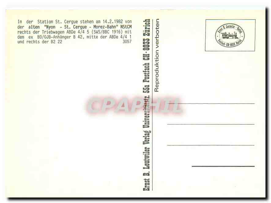 CPM Nyon St Cergue Morez Bahn  — Rückseite