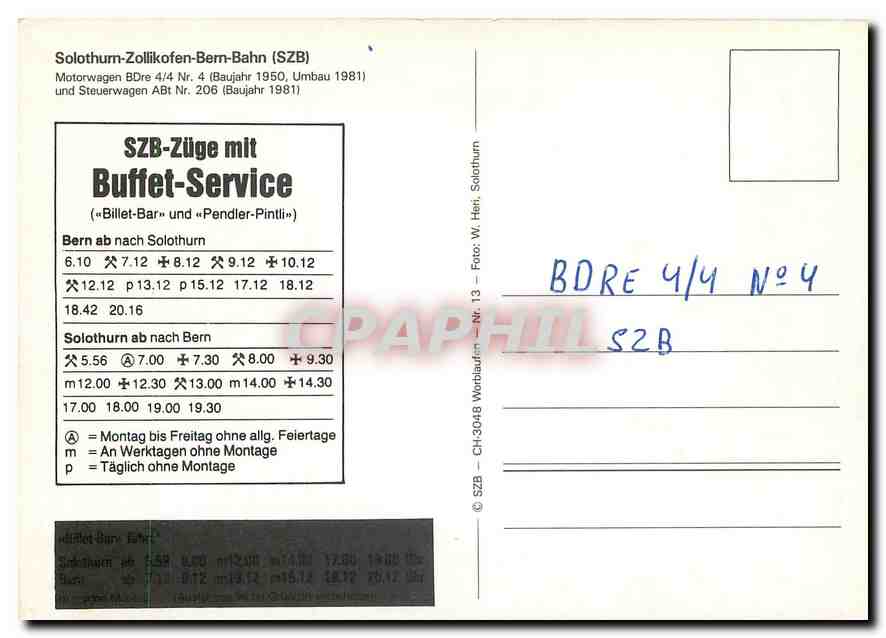 CPM Solothurn Zollikofen Bern Bahn  — Rückseite