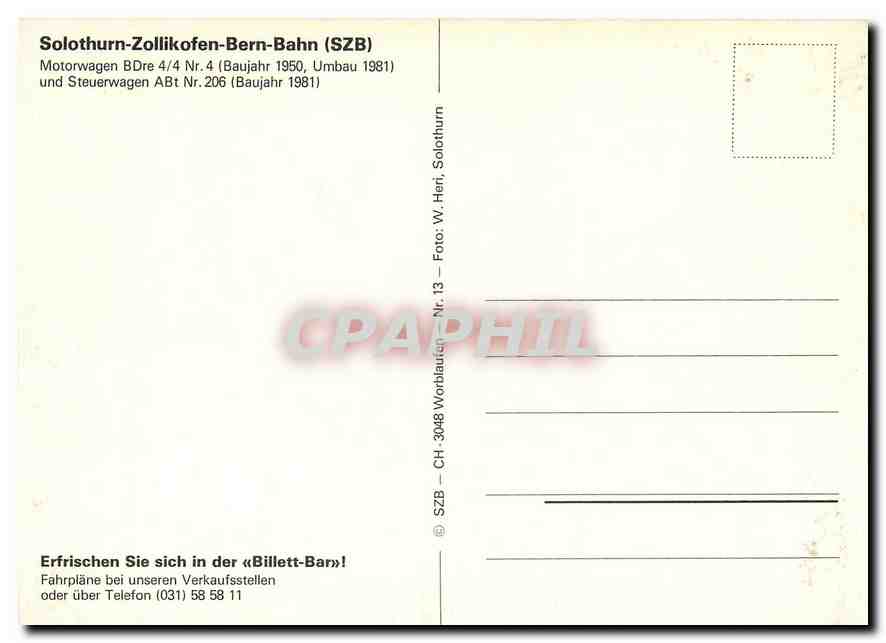 CPM Solothurn Zollikofen Bern Bahn  — Rückseite
