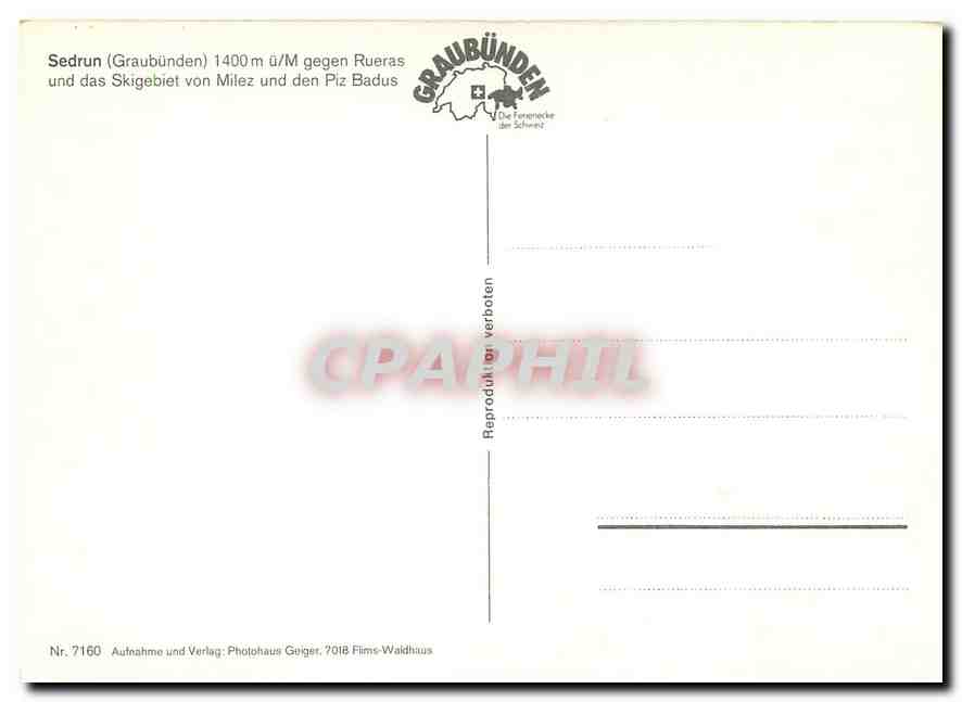 CPM Sedrun Graubunden  — Verso