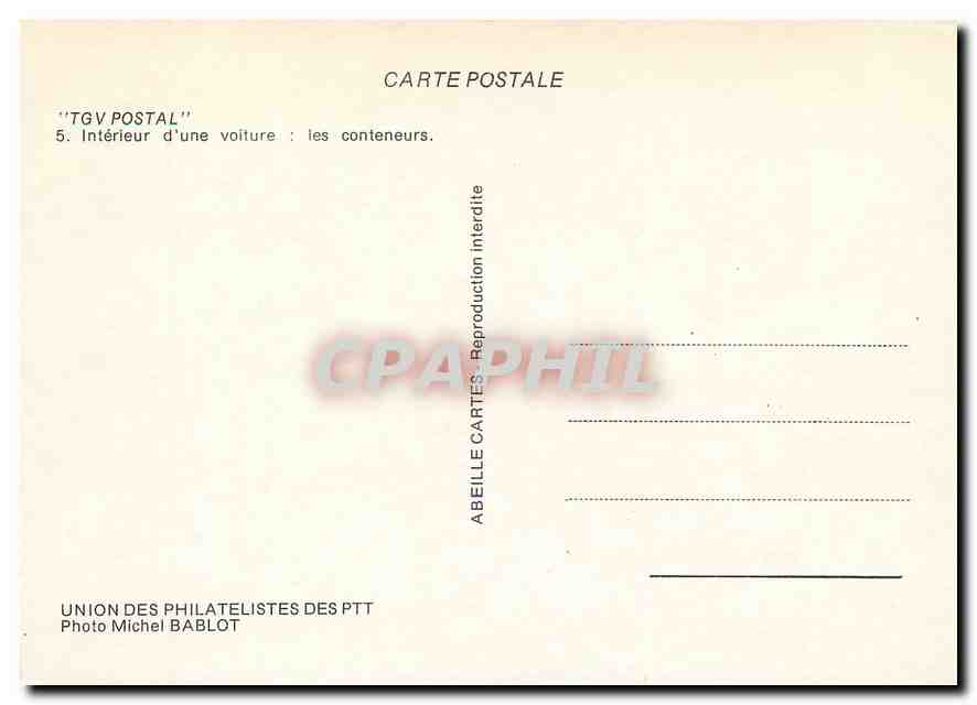 CPM TGV Postal Interieur d'une voiture Les conteneurs — Back