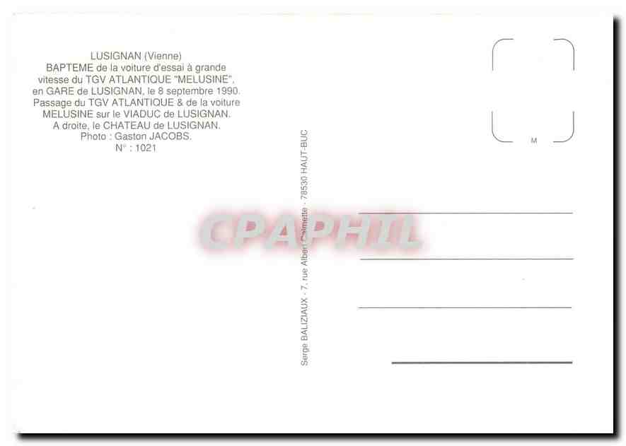 CPM Lusignan Vienne TGV — Rückseite