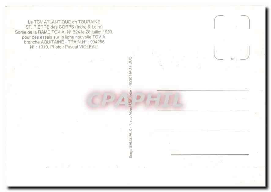 CPM St Pierre des Corps TGV — Rückseite