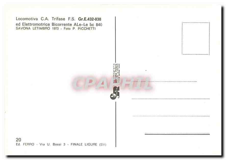 CPM Locomotiva CA Trifase FS Gr E 432 038 — Rückseite