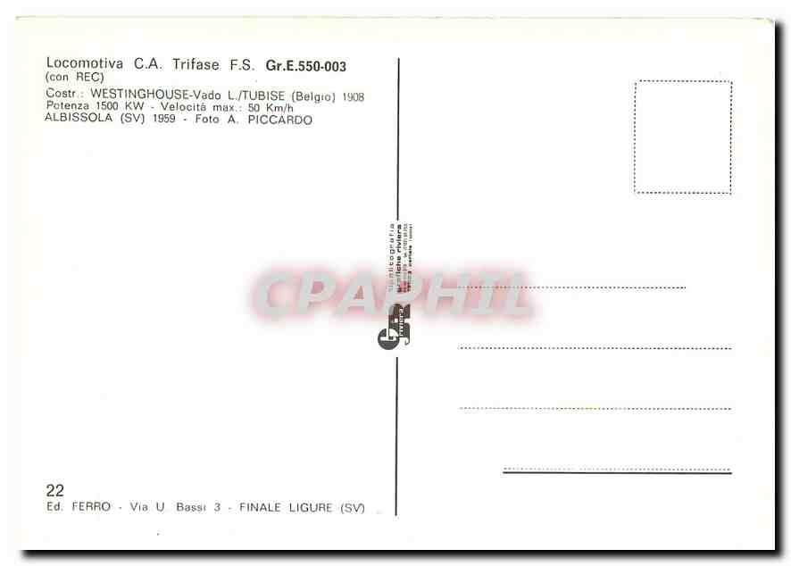 CPM Locomotiva CA Trifase FS Gr E 550 003 — Rückseite