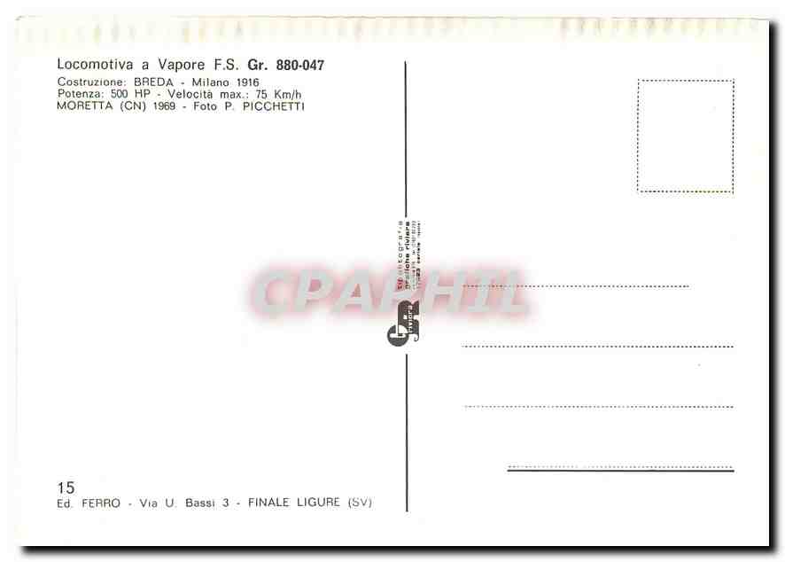 CPM Locomotiva CA Trifase FS Gr E 880 047 — Verso