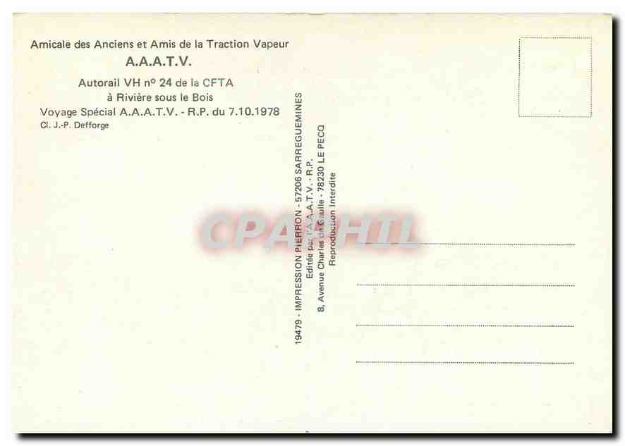 CPM Autorail NH Riviere sous le Bois — Rückseite