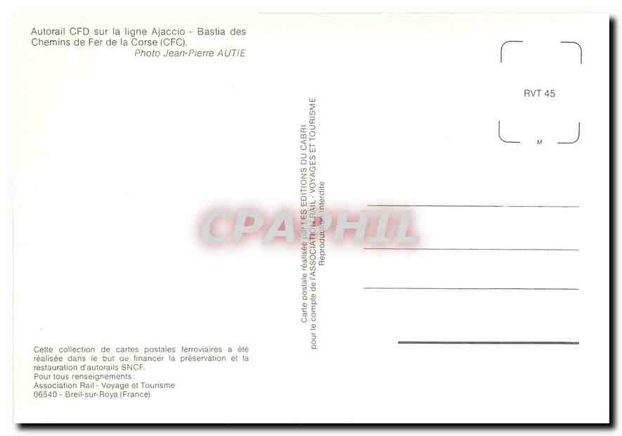 CPM Autorail CFD sur la ligne Ajaccio Corse — Back