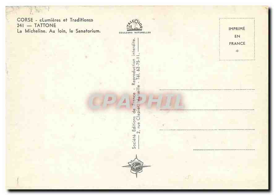 CPM Corse Tattone La Micheline Au loin le sanatorium — Rückseite