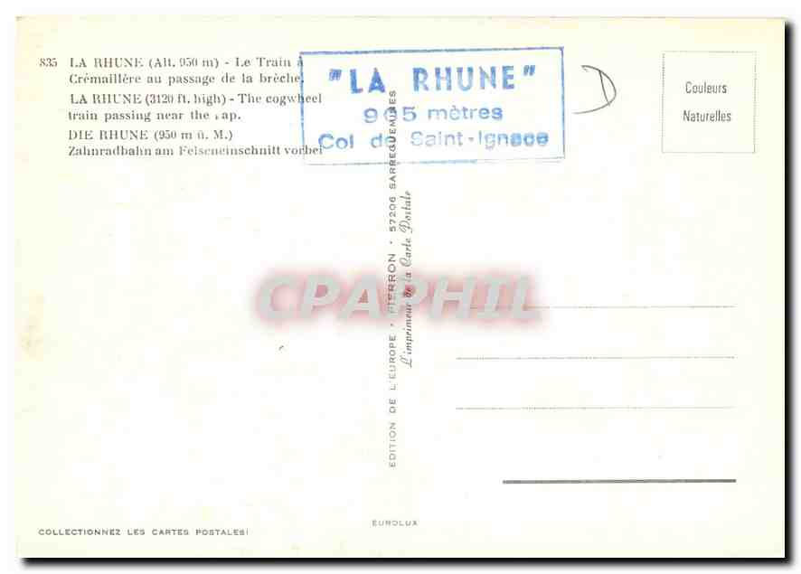 CPM La Rhune The cogwheel train passing near the alp  — Verso