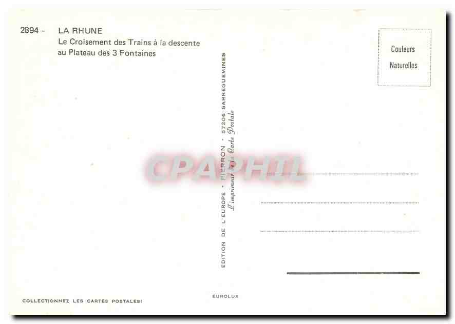 CPM La Rhune Le croisement des trains a la descente au plateau des 3 fontaines — Verso