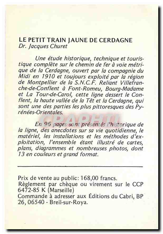 CPM Le Petit Train Jaune de Cerdagne  — Rückseite