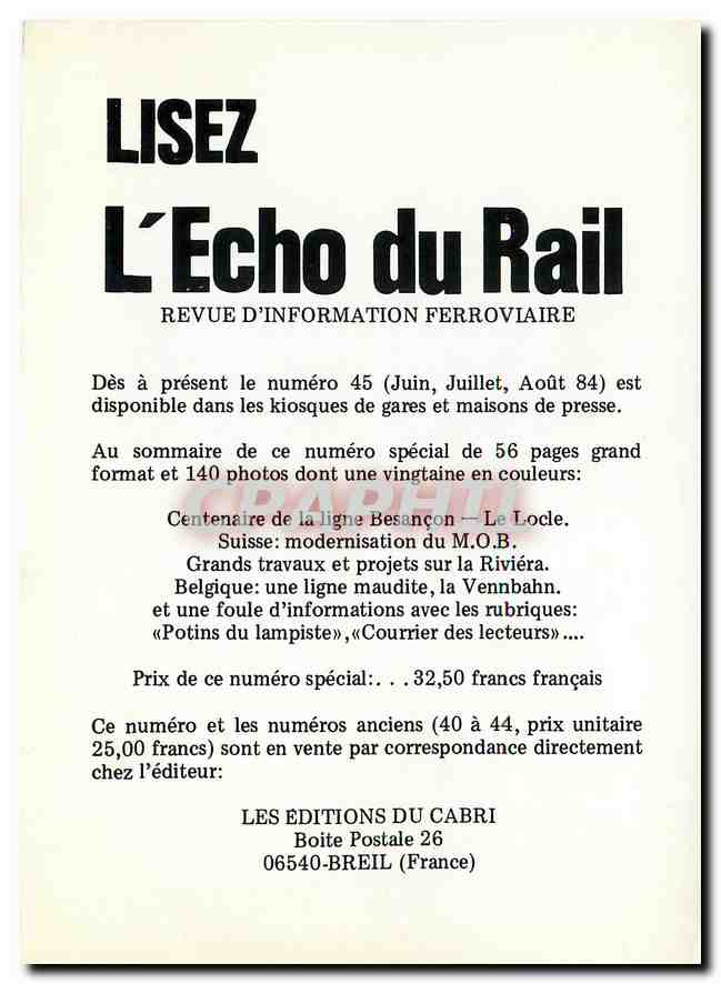CPM Autorails Jura — Rückseite