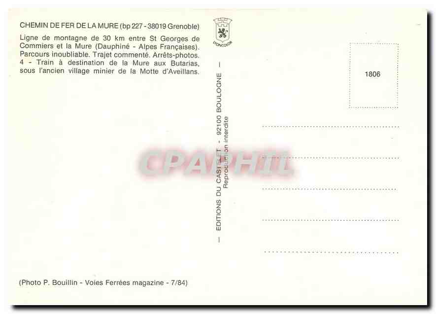 CPM Chemin de Fer de la Mure Grenoble  — Rückseite