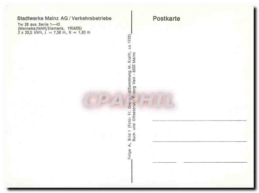CPM Stadtwerke Mainz AG Verkehrsbetriebe  — Rückseite