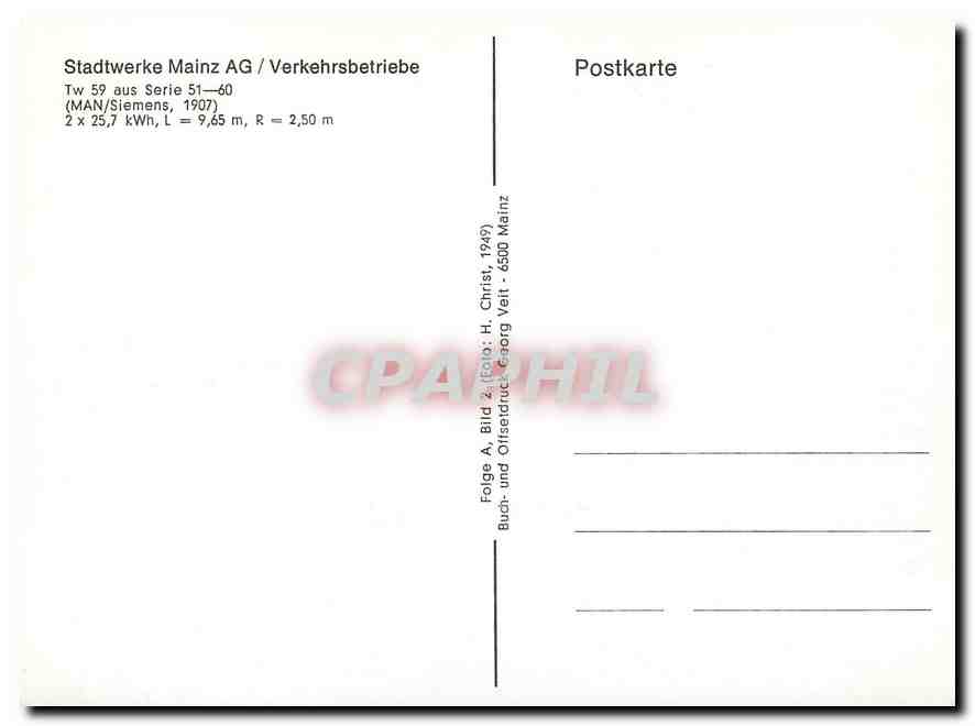 CPM Stadtwerke Mainz AG Verkehrsbetriebe  — Rückseite