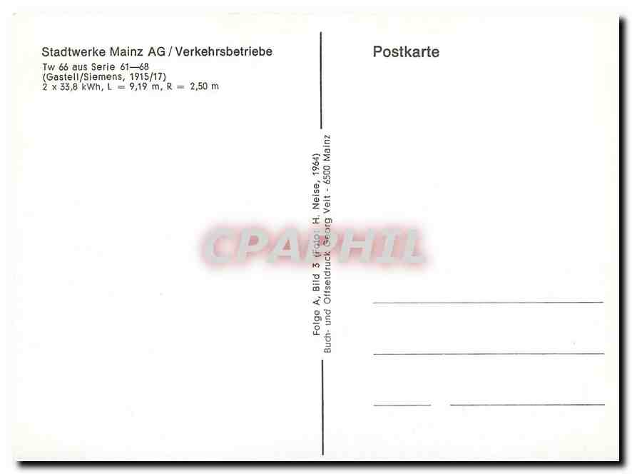 CPM Stadtwerke Mainz AG Verkehrsbetriebe  — Rückseite