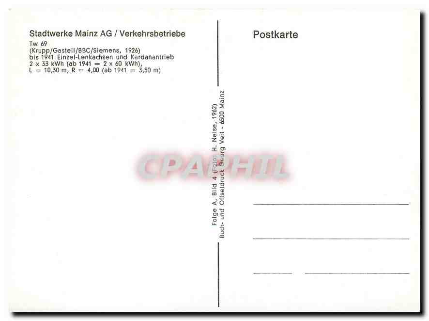 CPM Stadtwerke Mainz AG Verkehrsbetriebe  — Rückseite
