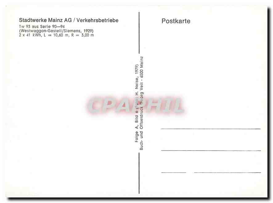 CPM Stadtwerke Mainz AG Verkehrsbetriebe  — Rückseite